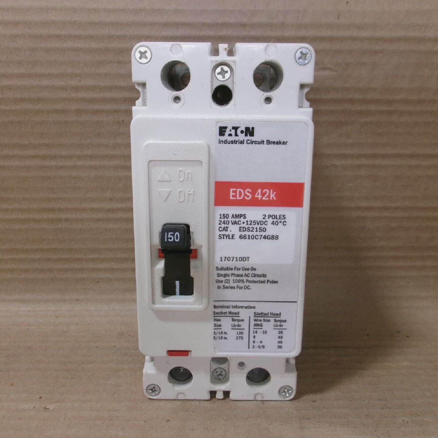 Eaton EDS EDS2150 2 Pole 150 Amp 240V 42kA Red Label Circuit
