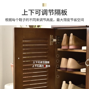 柜家用门口多功能简约大容量多层收纳对开门防尘鞋 实木鞋 柜