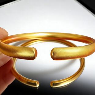 31金包银定制SZ327卡6轮胎亮古法开口手镯999足银25g包足金1克