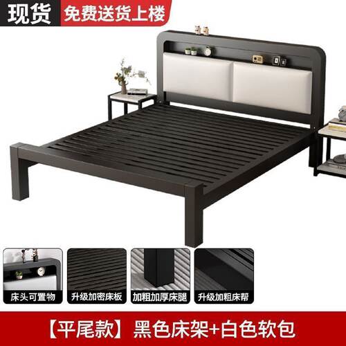 铁架床家用卧室双人床加粗加厚加固不锈钢出租房钢架单人床铁艺床