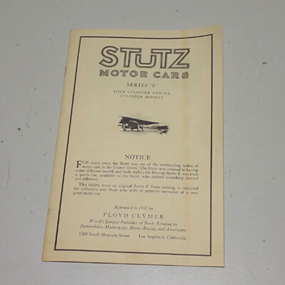 EARLY STUTZ MOTOR CAR AUTO BROCHURE SALES PAMPHLET