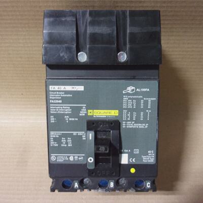 Square D FA FA32040 3 Pole 40 Amp 240V Green ILine Circuit B