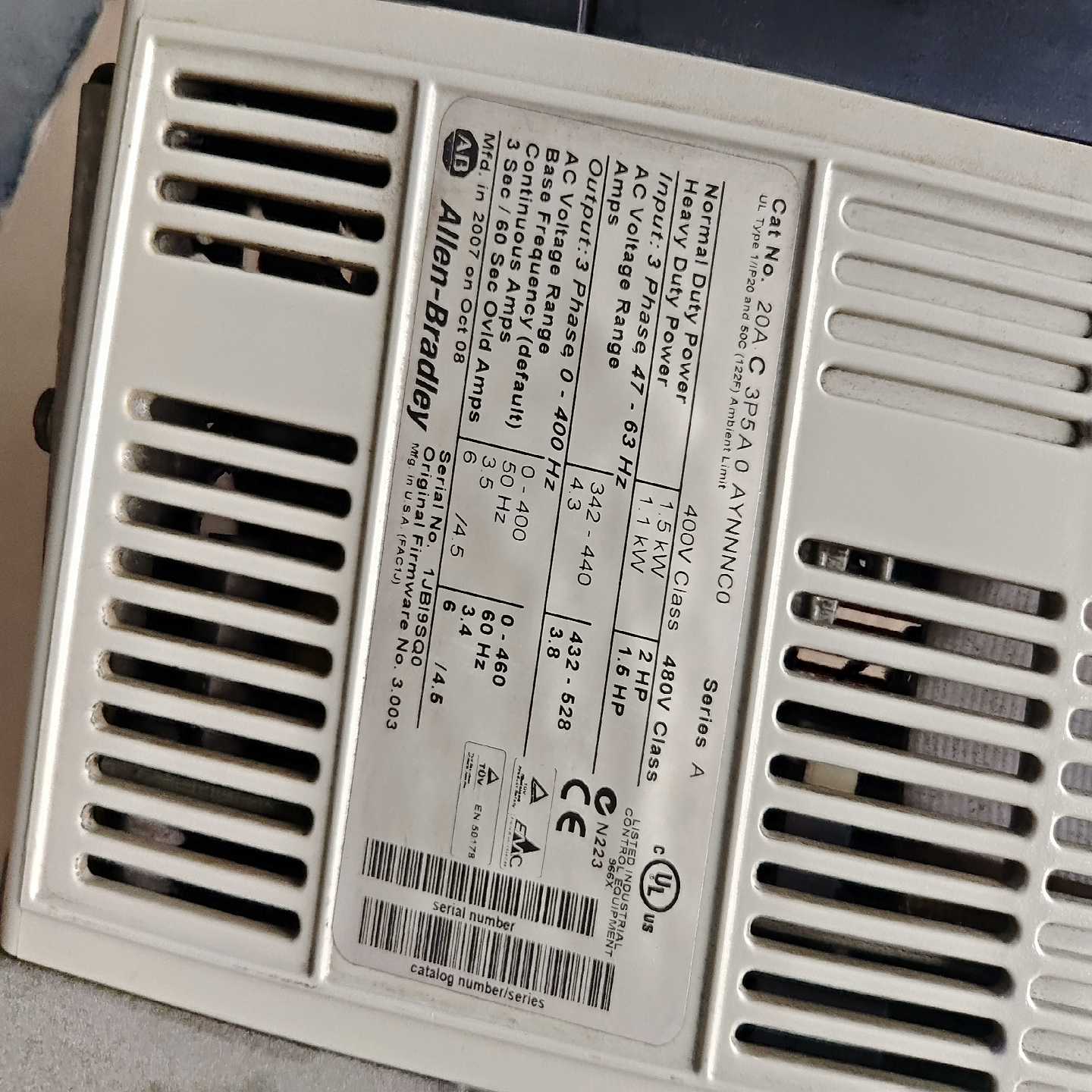 O议价AB罗克韦尔变频器20AC3P5A0AYNNNC0现货/维修