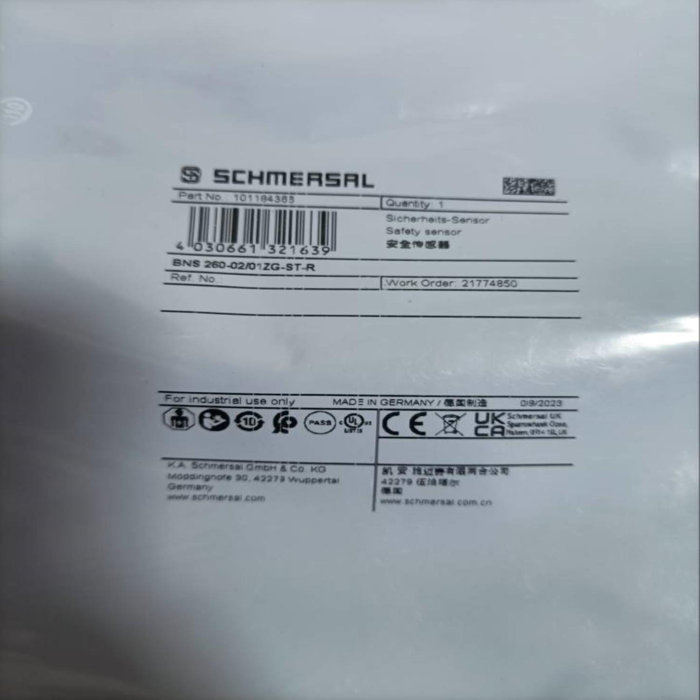 BNS260-02/01ZG-ST-R施迈赛安全传感器全新原装正品现货