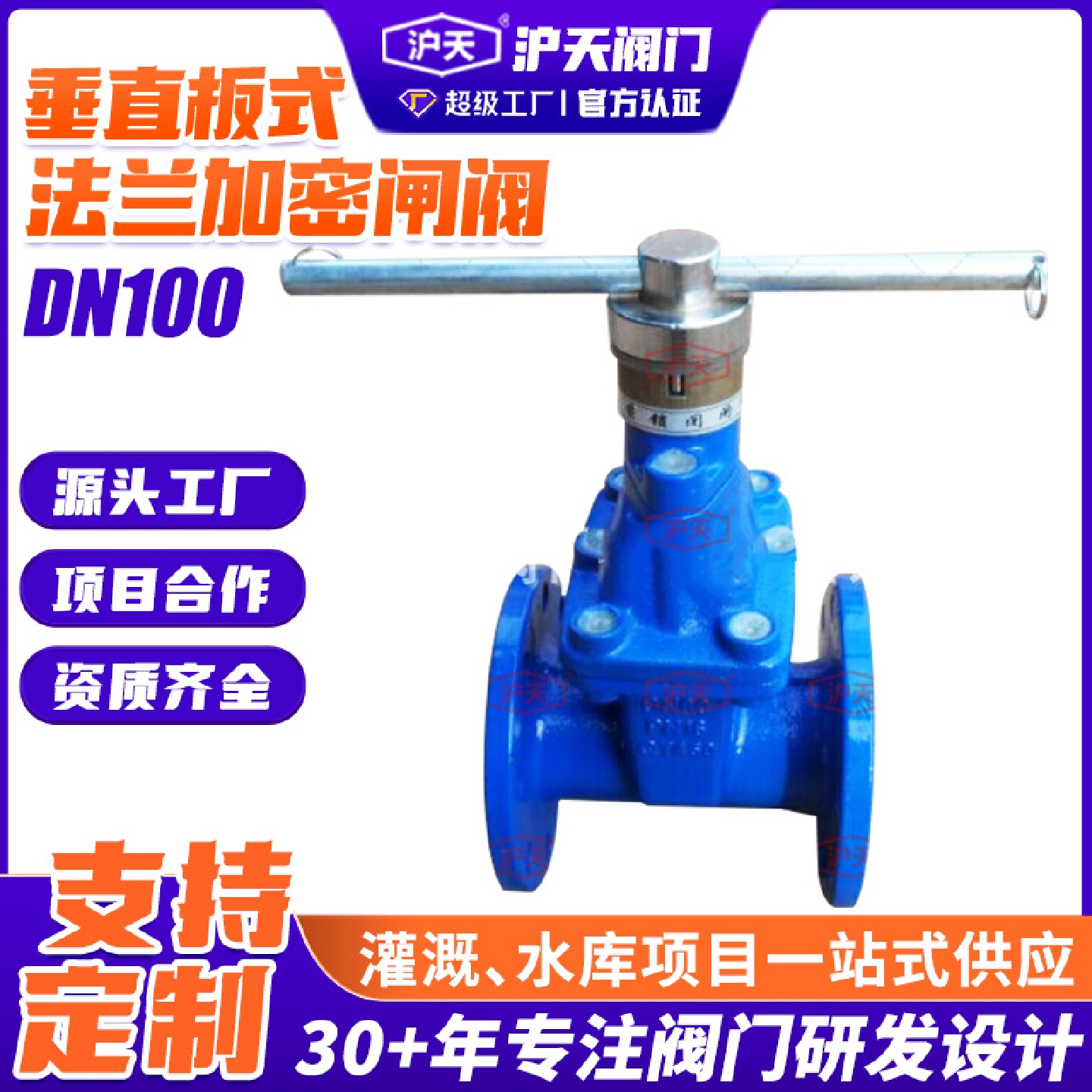 沪天阀门法兰加密阀DN100垂直板式软密封带锁闸阀表前阀加密闸阀