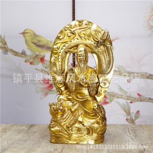 黄铜药王铜像摆件铜药师佛龙伏虎孙思邈家居供奉工艺品装饰品