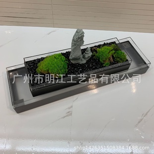 饰亚克力金属花盆阳台 轻奢简约微景观造景永生苔藓盆景摆件酒店装