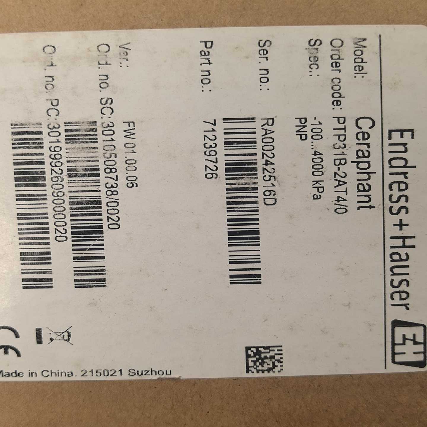 EH压力传感器PTP31B-2AT4/0,全新原装正品,--议价商品