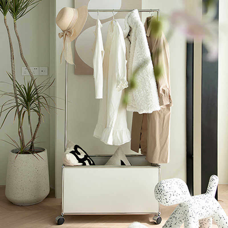 USM中古落地挂衣架穿衣镜衣帽架带镜子一体不锈钢卧室全身试