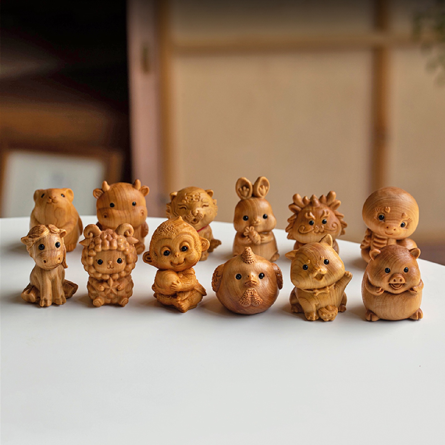 #@崖柏木雕十二生肖汽车钥匙扣鼠牛虎兔龙蛇马羊猴鸡狗猪包挂件礼