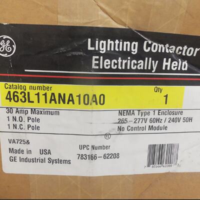 NEW GE Lighting Contactor Electrically Held 30 Amp 277v Coil