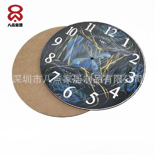 木版画DIY工艺钟热转印图案挂钟木质高温印花MDF壁钟厂家直销