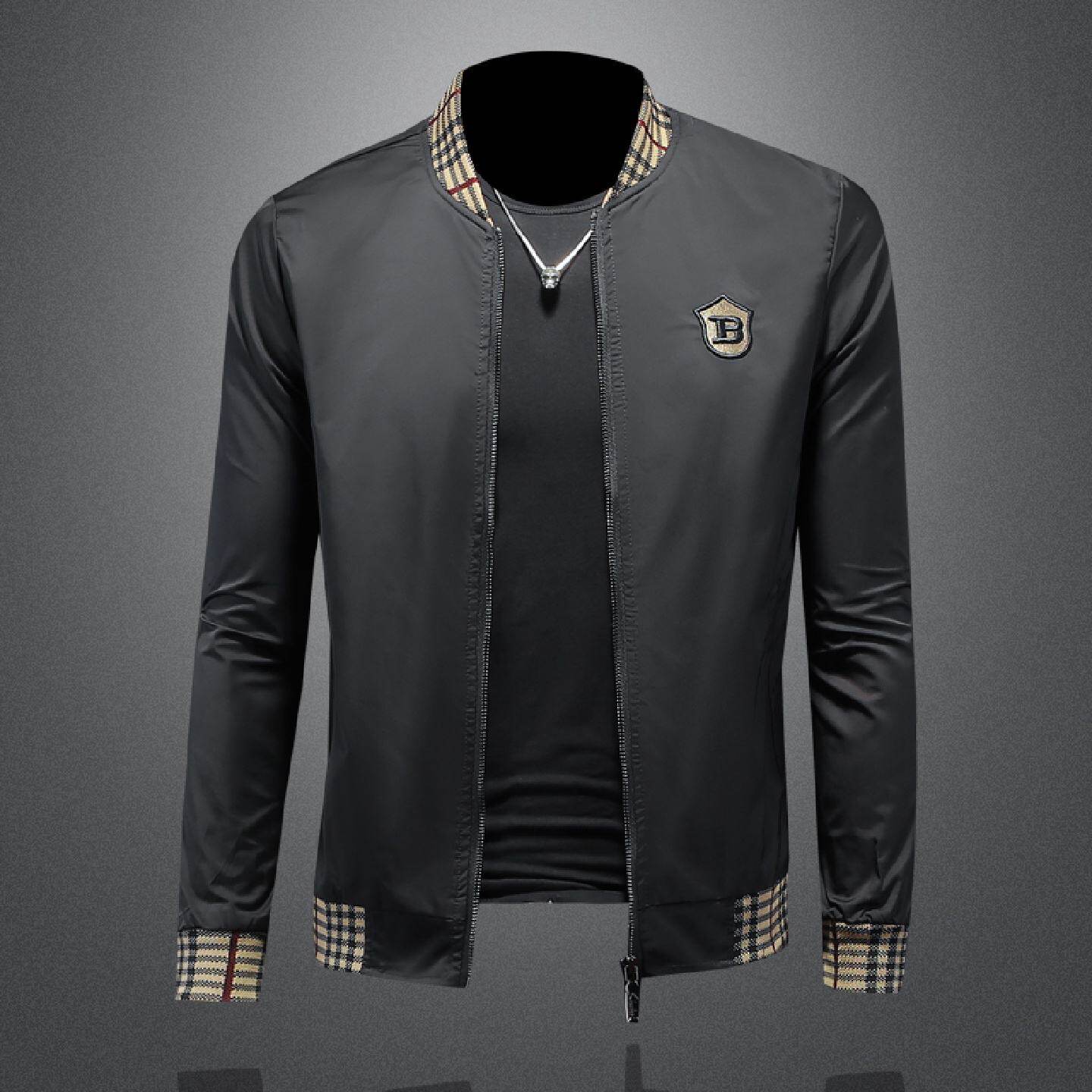 欧洲站棒球领夹克男士年春秋季新款潮流刺绣简约立领高端外套潮男