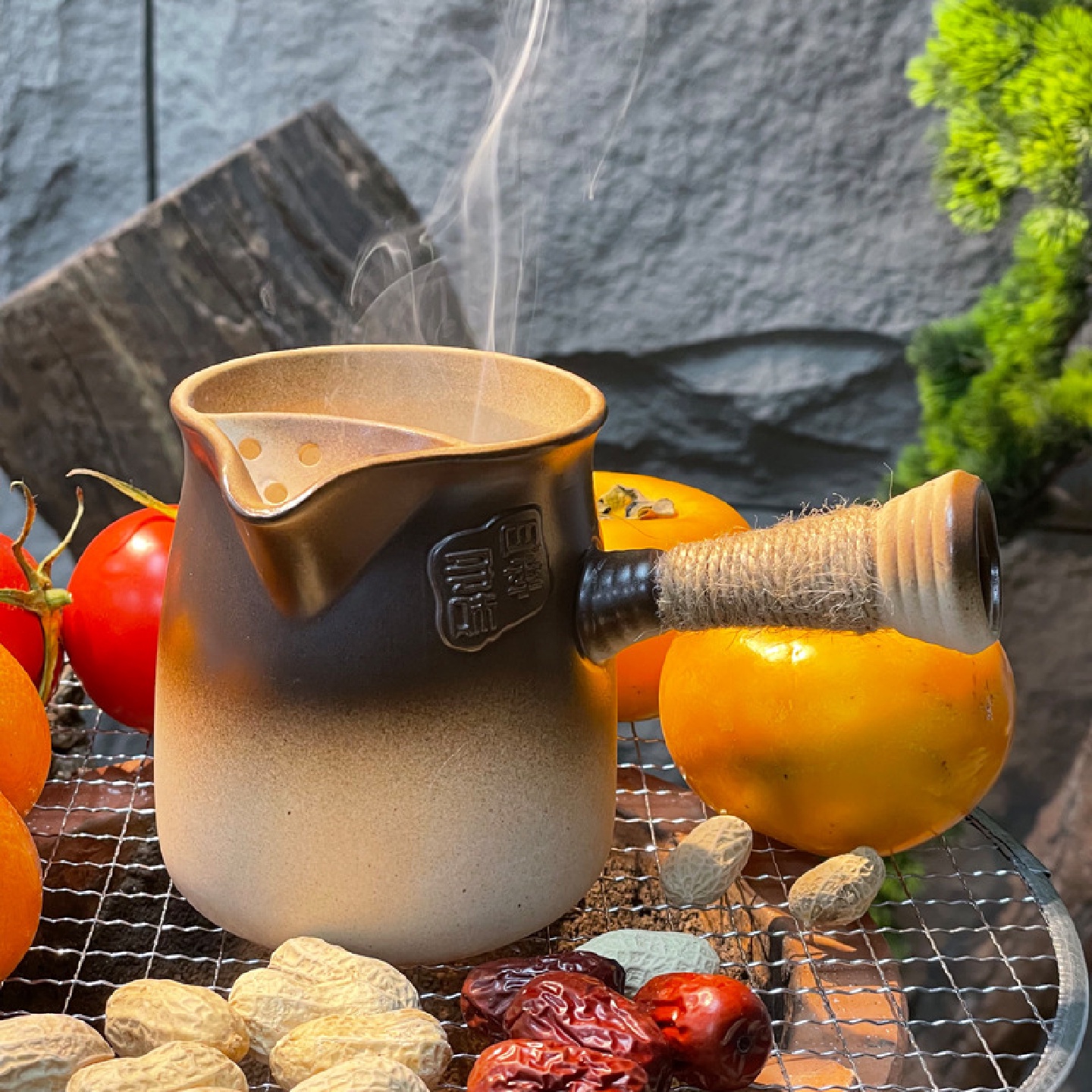 围炉煮茶的炉烤茶壶罐户外煮茶砂铫耐高温热煮水陶瓷壶罐罐茶