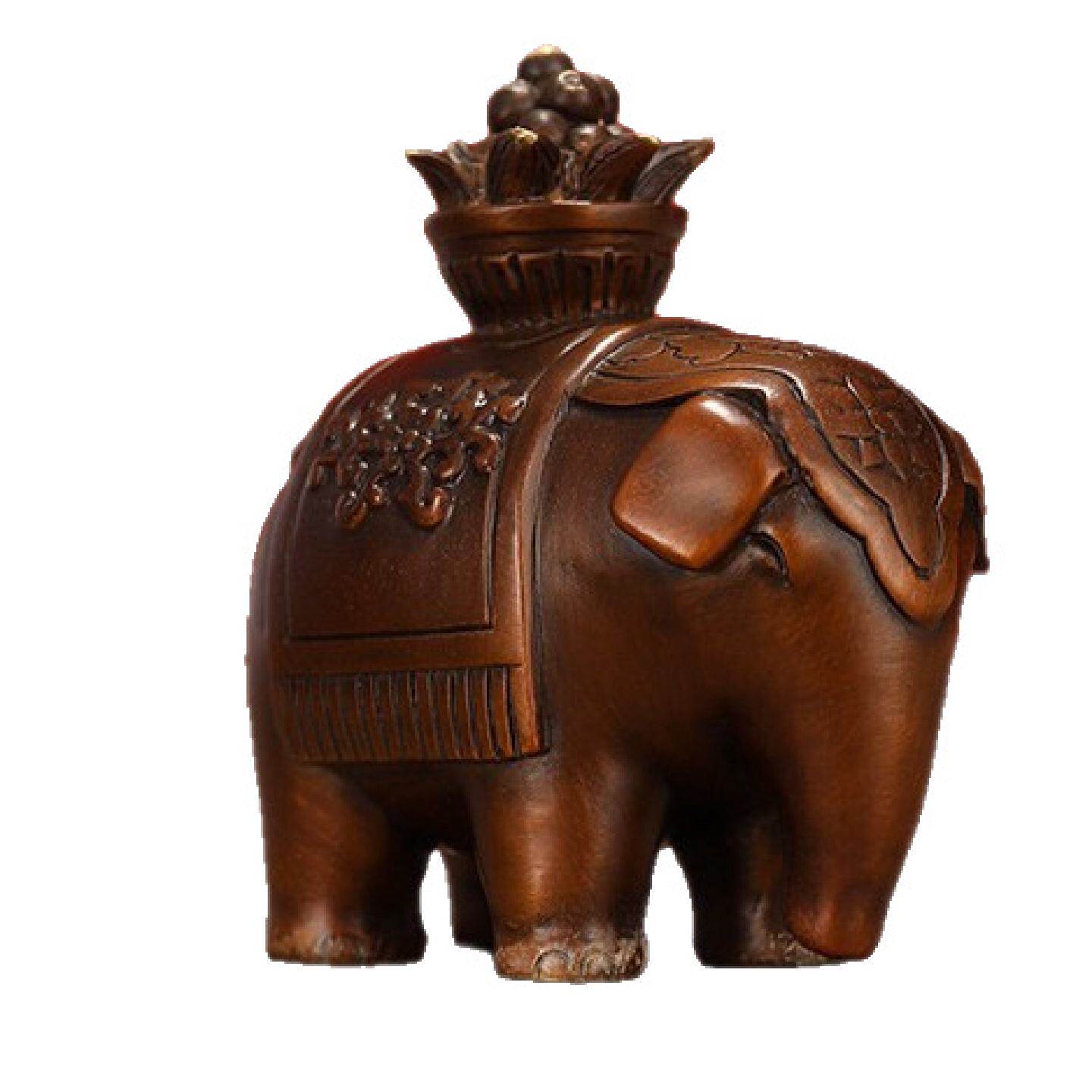 黄铜招财可爱小象摆件书房书柜办公室电脑桌面生日新婚铜制礼物