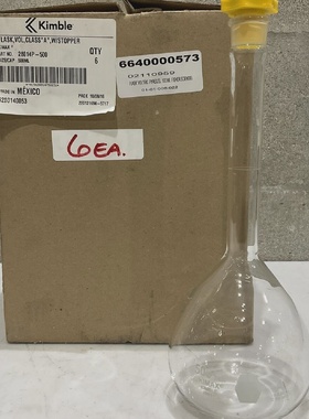 KIMBLE KIMAX 28014P500 VOLTRIC FLASK PYREX 500L CLASS A LOT