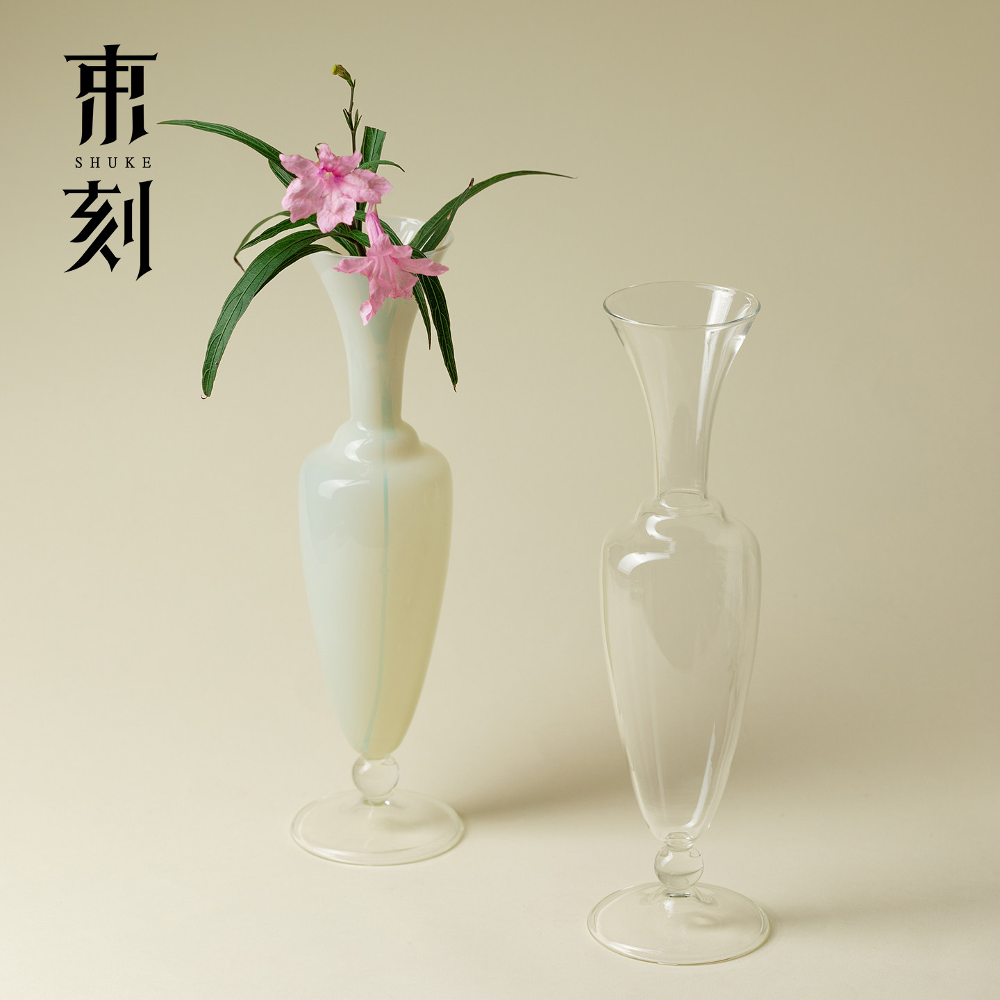 束刻法式束腰花器高级感手工玻璃花瓶插花客厅栽培养花水培容器