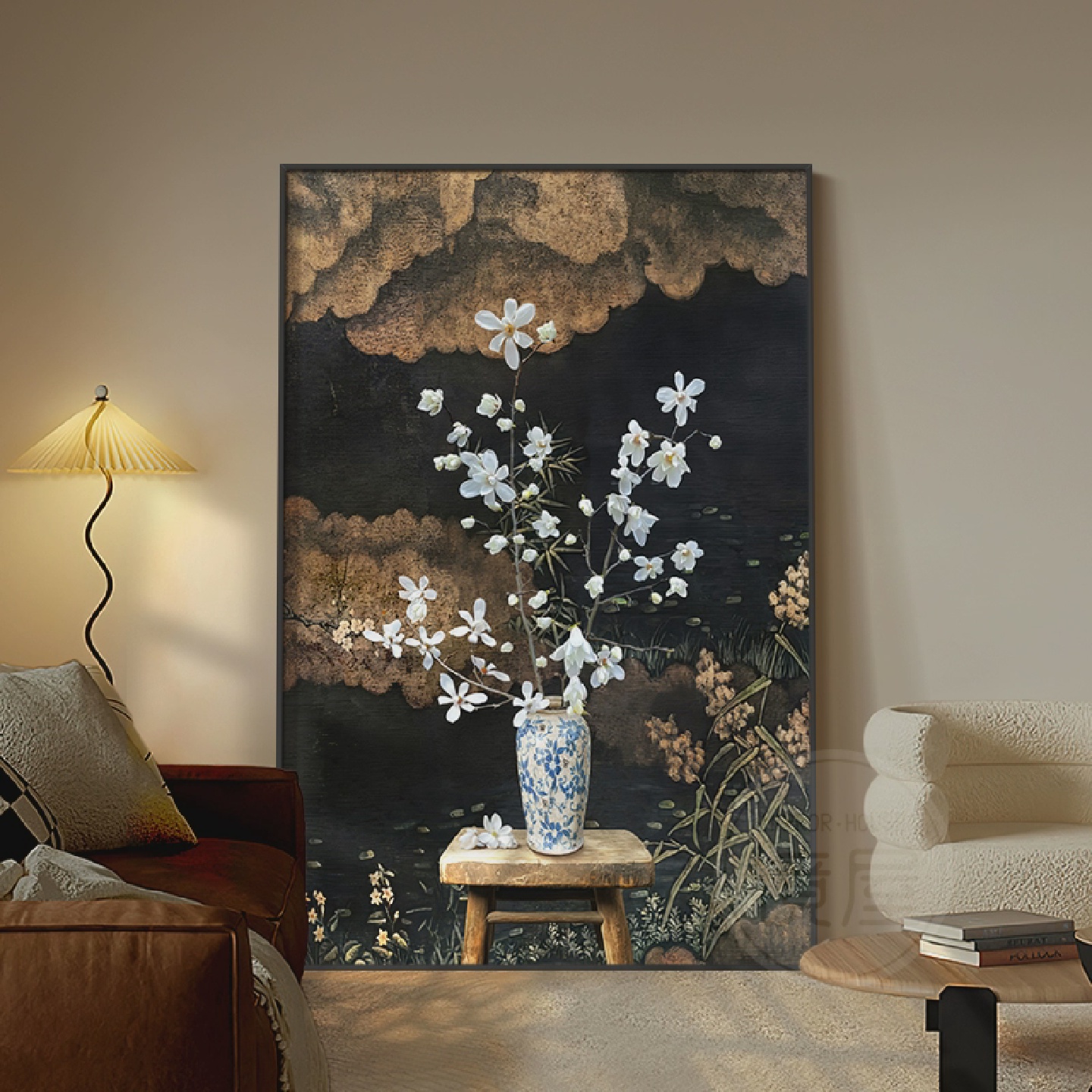 宋代美学客厅装饰画中式复古中古风挂画高级感禅意沙发背景墙壁画