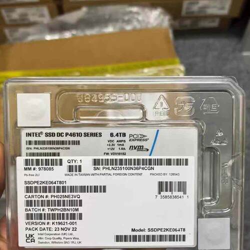 全新英特尔P4610 6.4TB企业级固态硬盘，型号SSDP-询价