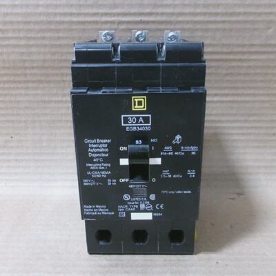 NEW Square D EGB EGB34030 3 Pole 30 Amp 480V Circuit Breaker