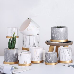 大理石纹虎皮兰花花盆陶瓷简约创意家用室内蝴蝶兰专用花盆多