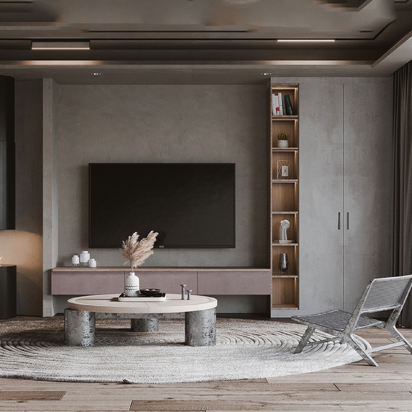 办公室老板背景柜收纳电视墙柜一体满墙书架客厅储物柜子组合现代