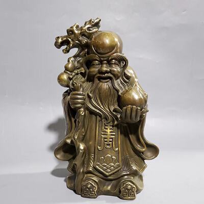 纯铜寿星骑鹿老寿星寿中寿增寿贺寿老人送礼品仙翁神像工艺品摆件