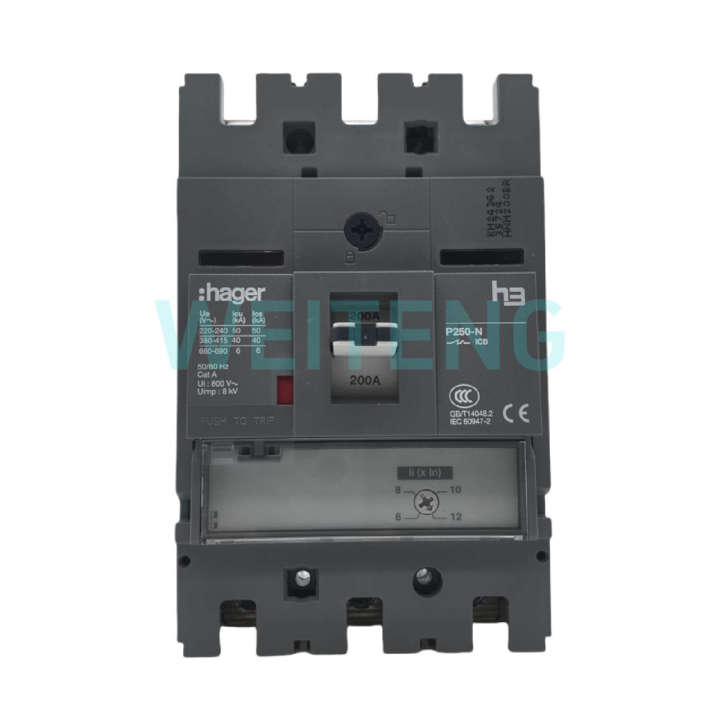 供应HAGER海格 HNM250BR 电动机马达保护塑壳断路器3