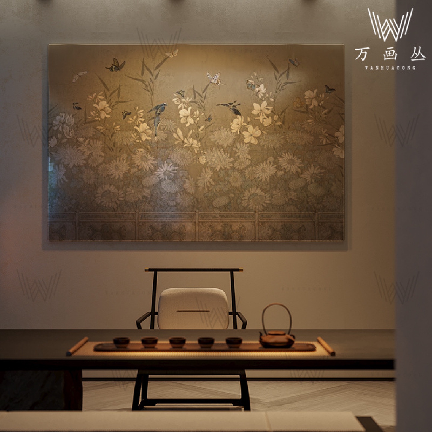 花与蝴蝶漆画客厅玄关卧室木质立体挂画公司沙发书房茶楼大装饰画图片