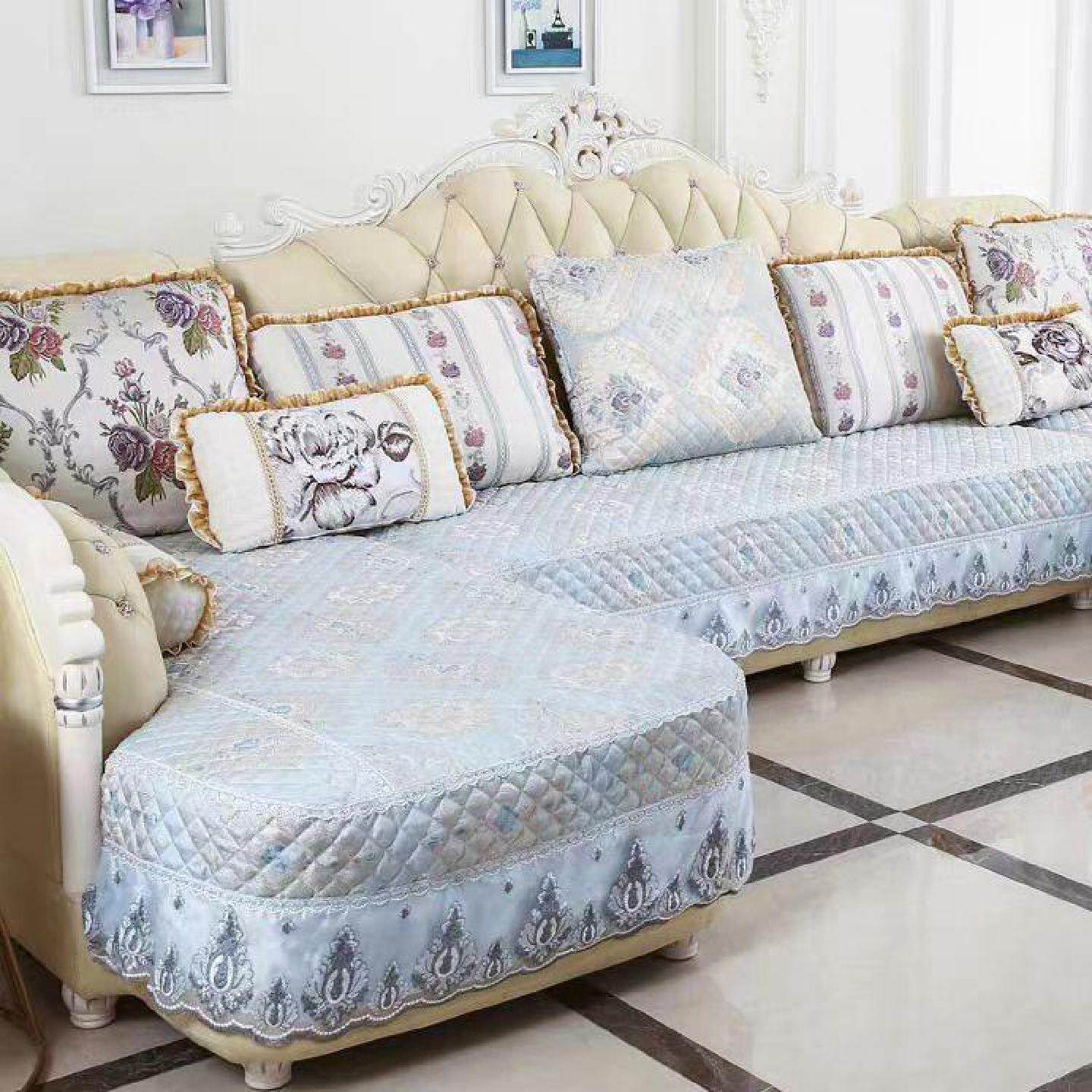 新款定制欧式沙发垫子全包套U型L型四季通用布艺坐垫套防滑牀包