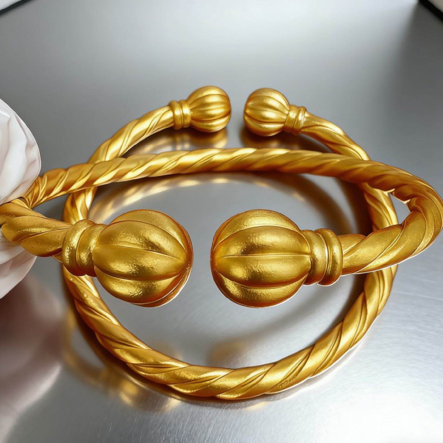 50金包银定制SZ326卡4.8手工麻花南瓜头手镯足银36g包足金3克