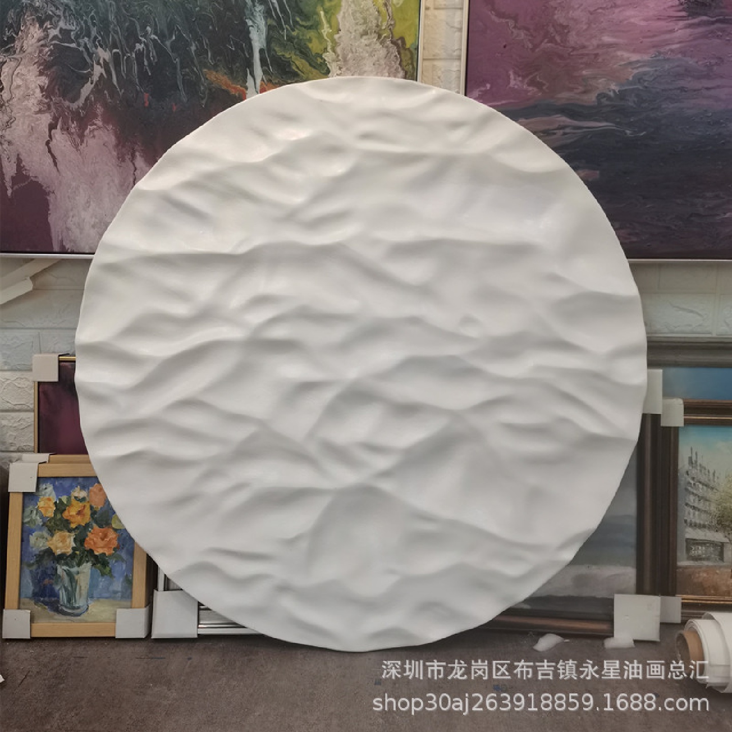 样板房实物波浪圆形装饰画墙壁挂饰酒店墙面玄关过道轻奢创意壁饰图片