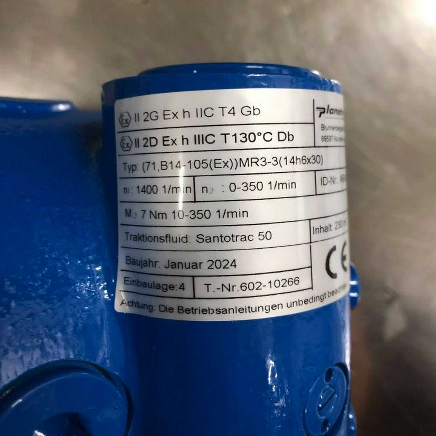 Planetroll减速器602-10266Typ(71,B14-105(Ex))MR3-3(14h6xw