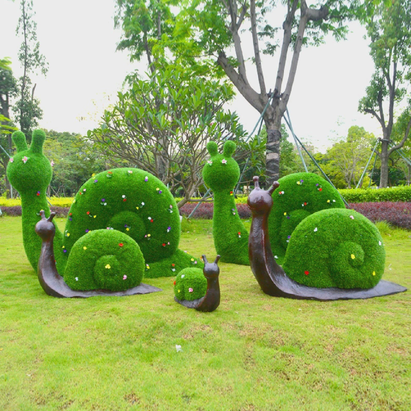 户外彷真绿植动物草皮蜗牛玻璃钢绿雕大象园林景观庭院装饰品摆件