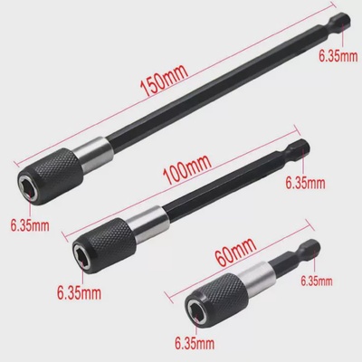 14六角柄电动螺丝刀十字批头套筒加延长接杆转换接头强磁加长杆