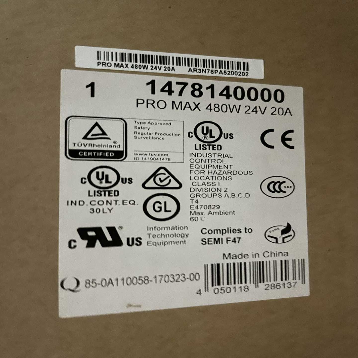 魏德米勒导轨电源PROMAX480W24V20A询价