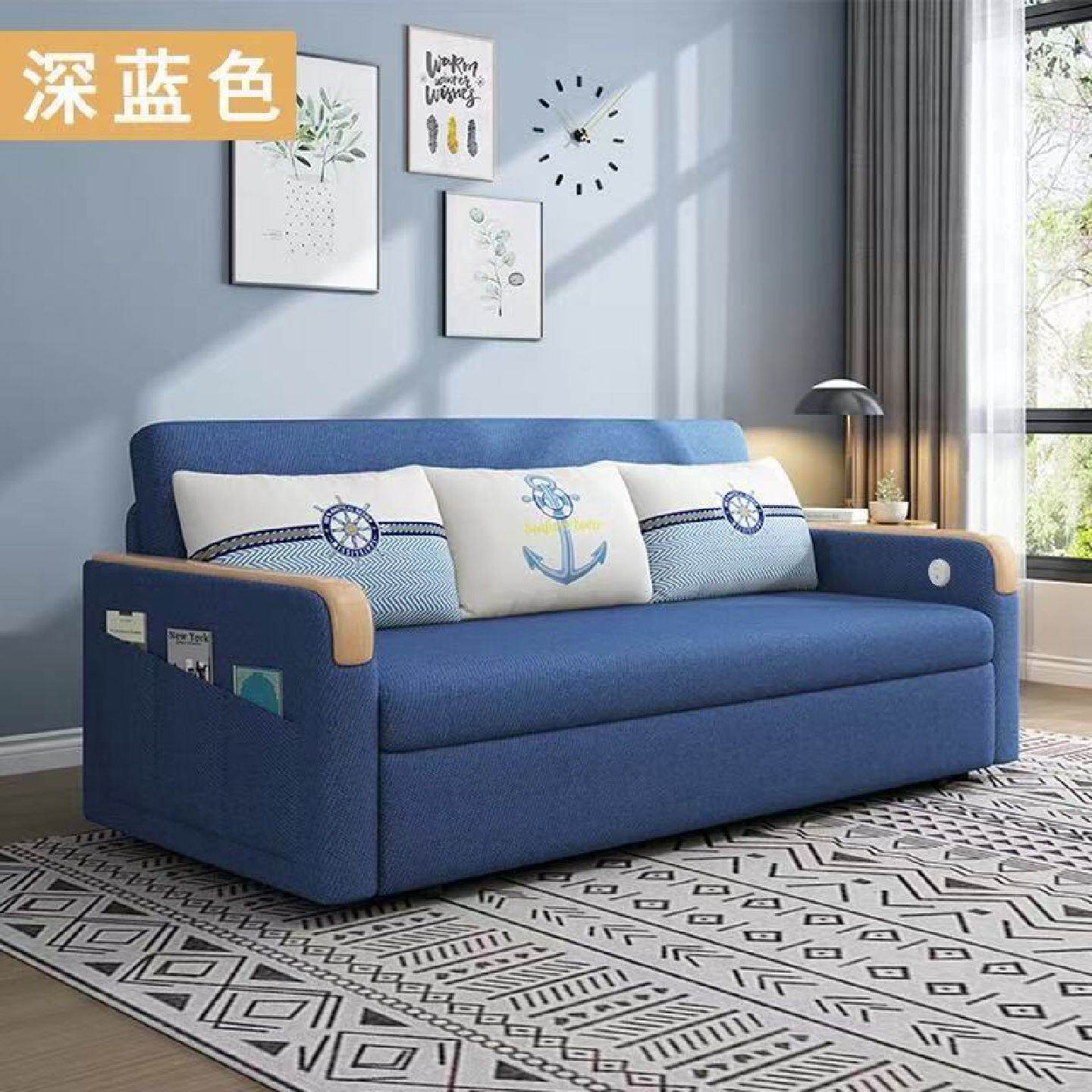 工厂直销棉麻沙发床两用卧室可折叠储物客厅小户型伸缩多功能