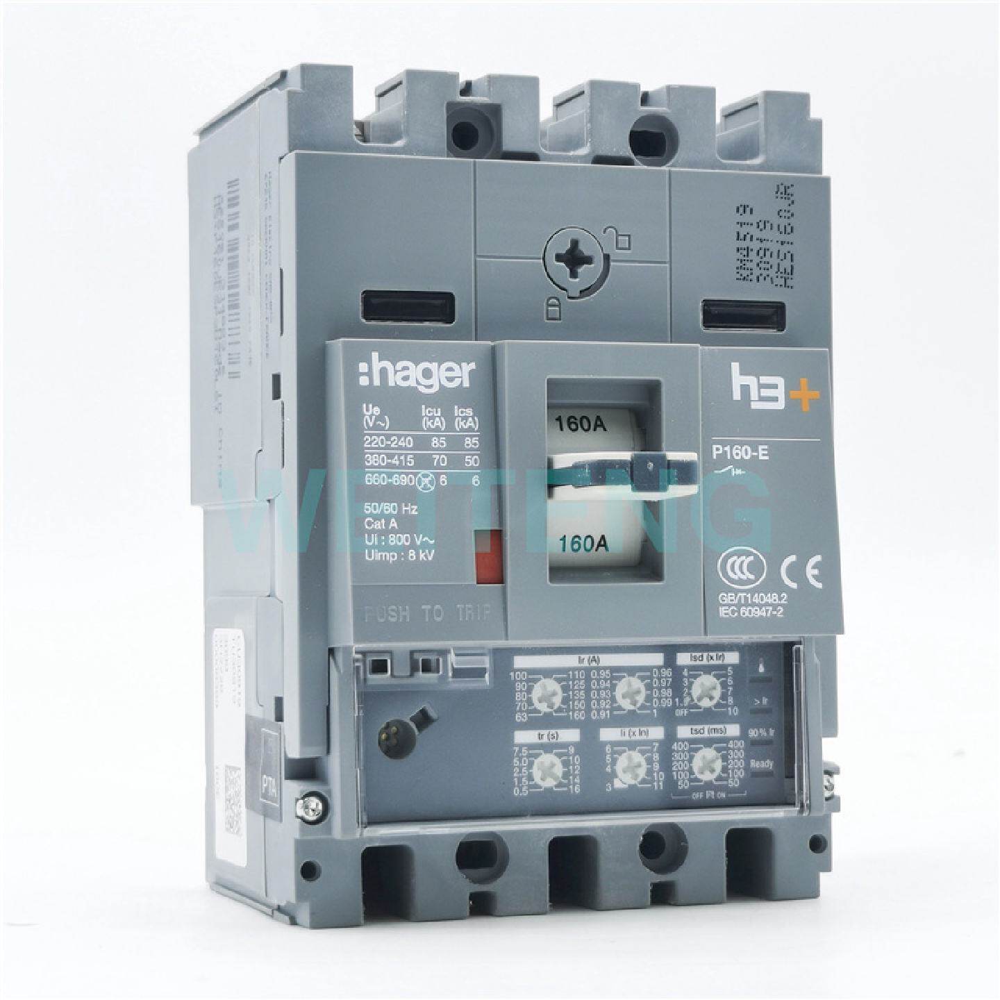 供应hager海格 HES160JR 塑壳断路器 H3P160 