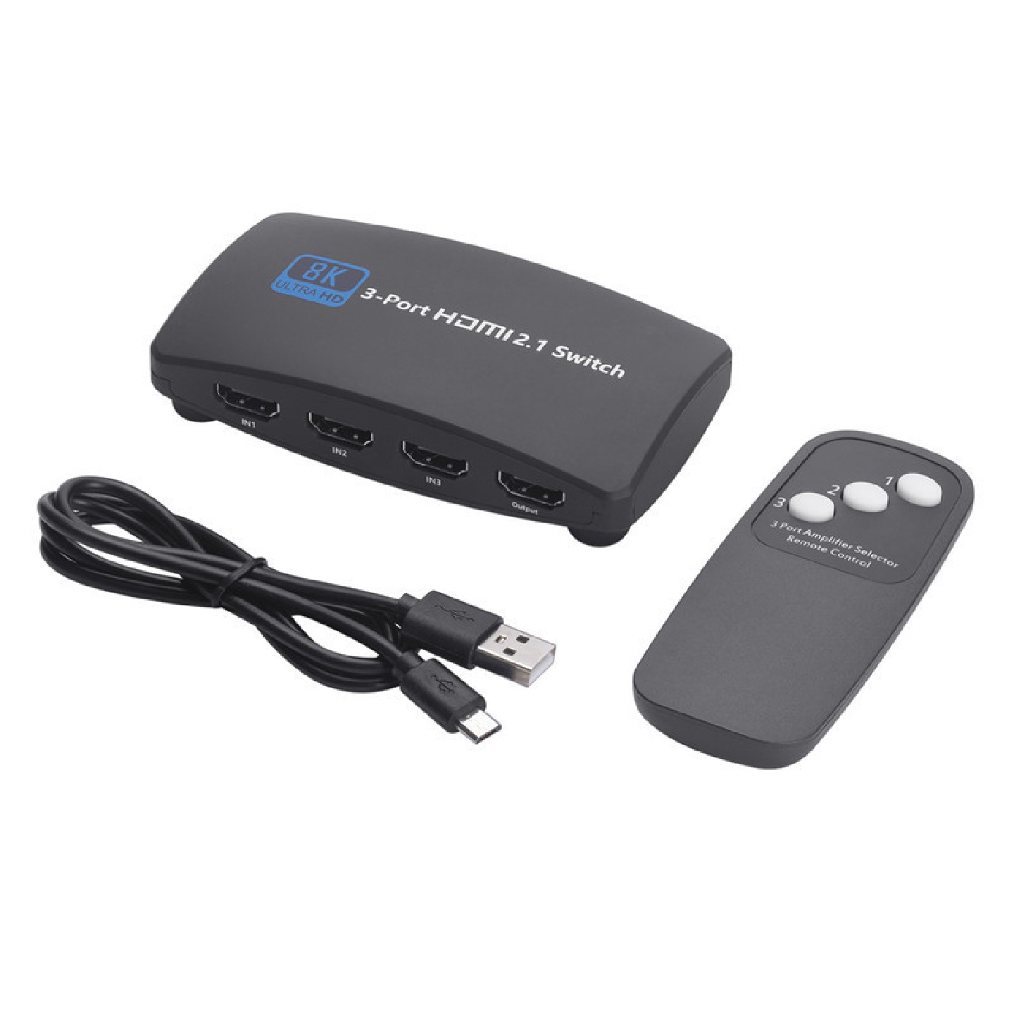 HDMI三口切换器HDMI2.18K60Hz4K120Hz转换器hdmi3进1出切换器