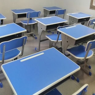 中小学生辅导班课桌椅厂家直销培训班课桌托管班双人学校升降书桌