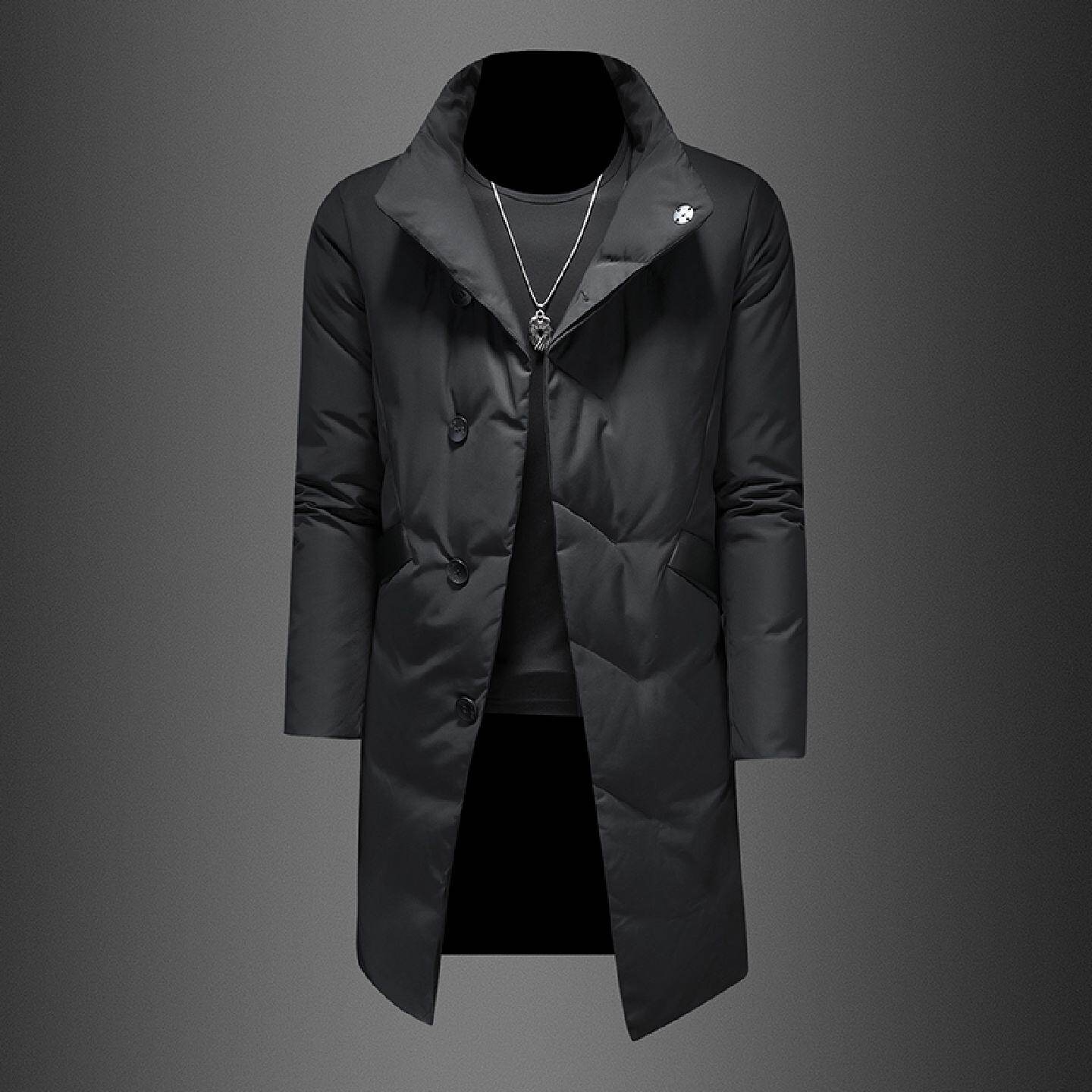 2026欧洲站中长版羽绒服男装冬季新款韩版商务休闲立领加厚保暖外