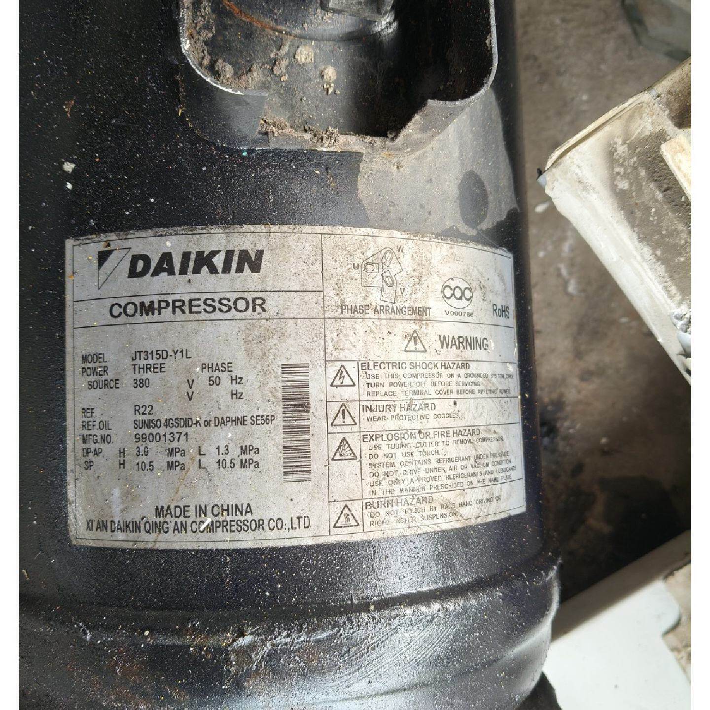大金JT315D-Y1L压缩机，380V三相，R22制冷剂，--议价商品