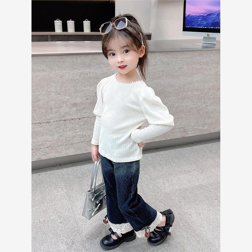 女童牛仔裤2025新款儿童春秋款长裤女孩阔腿裤宝宝一体绒爆款裤子