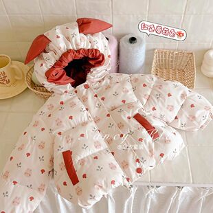 女童宝宝加绒棉服棉衣外套冬装加厚儿童连帽新款洋气可爱棉袄保暖