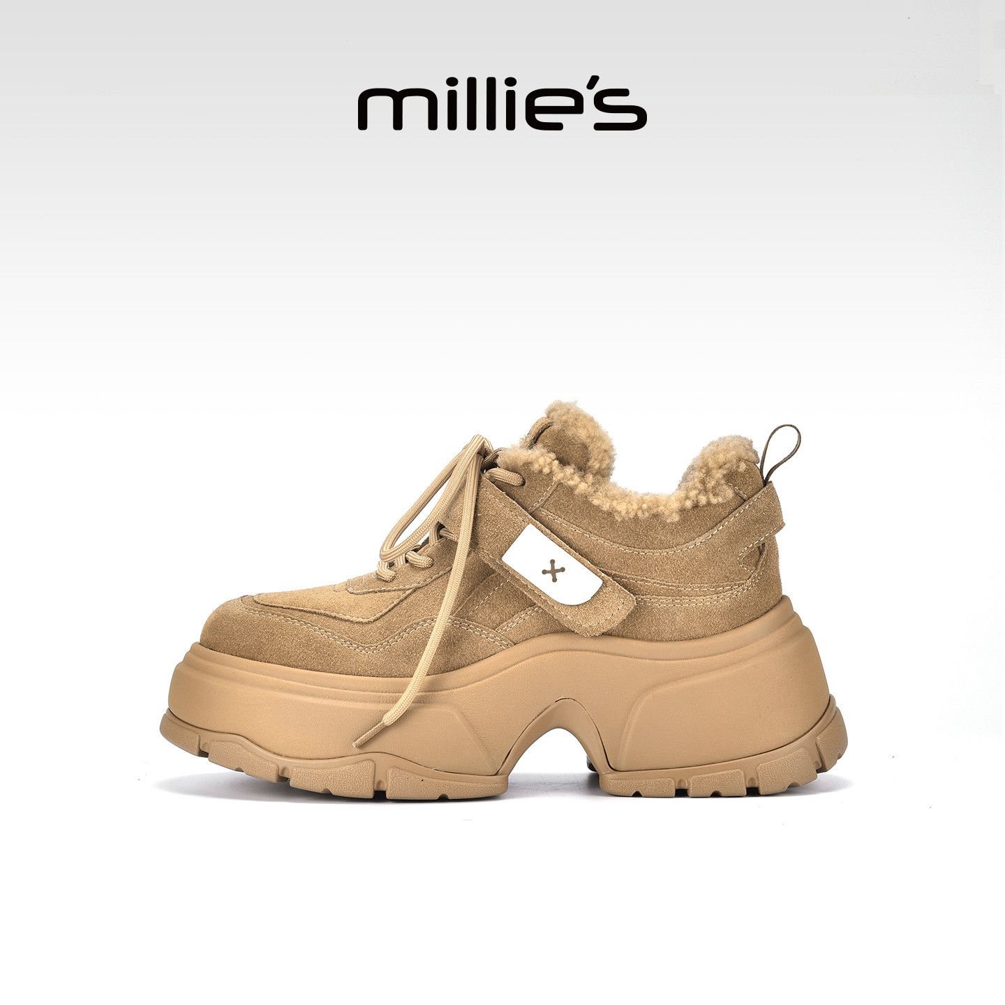 millies妙丽厚底休闲运动鞋女款冬季新款加绒时尚毛毛鞋厚底增高,女鞋,棉鞋,淘宝优惠券,粉丝福利购,淘宝优惠卷