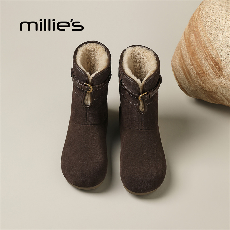millies妙丽毛毛厚底棉靴