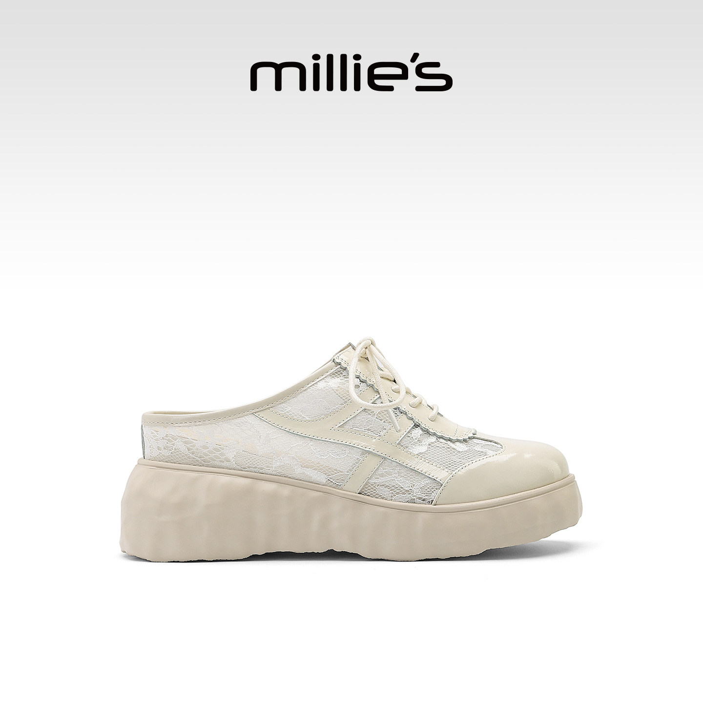 MILLIE'S/妙丽厚底德训鞋女款2026春夏新款包头半拖懒人鞋休闲鞋