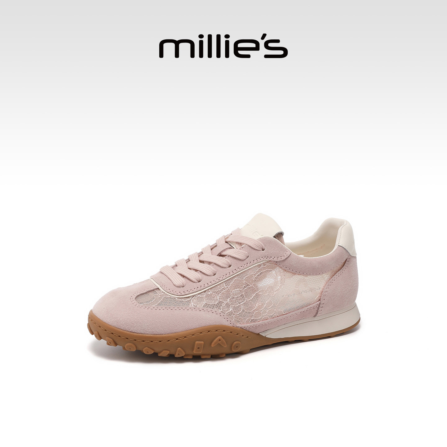 MILLIE'S/妙丽休闲运动风网面透气德训鞋百搭不累脚平底鞋女鞋子