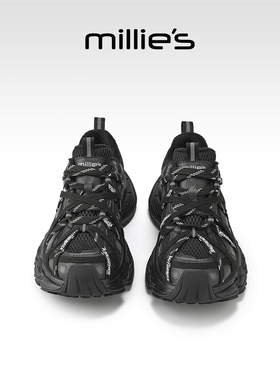 millies妙丽厚底增高老爹鞋女款2025冬季新款加绒运动休闲小个子