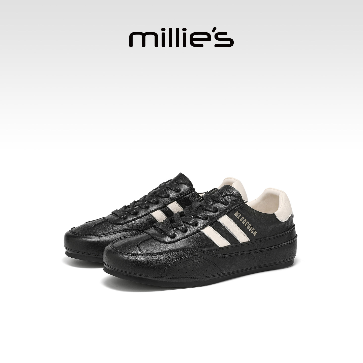 MILLIE'S/妙丽真皮时尚休闲鞋女款平底内增高小黑鞋2026春季新款,女鞋,深口单鞋,淘宝优惠券,粉丝福利购,淘宝优惠卷